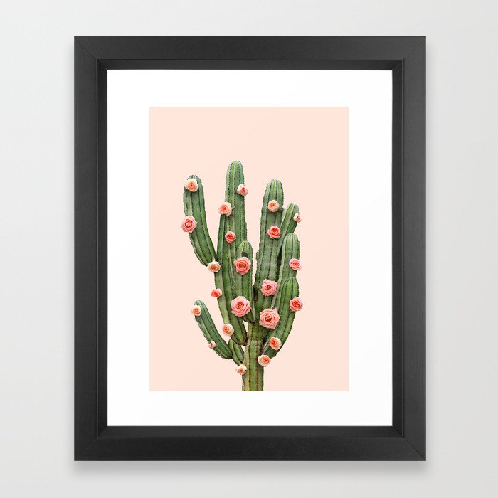 CACTUS AND ROSES Framed Art Print