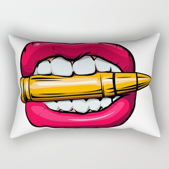 bullet in mouth. Rectangular Pillow