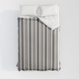[ Thumbnail: Dim Grey & Light Gray Colored Stripes Pattern Duvet Cover ]