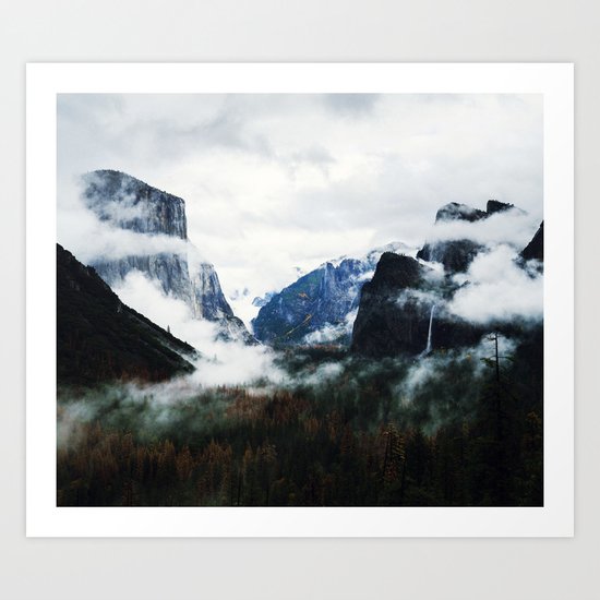Cloudy Forest Great Outdoors Mountains Photography Art Print