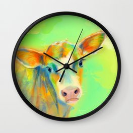 Summer Cow - colorful digital illustration Wall Clock