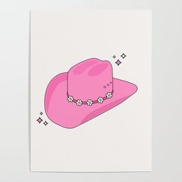 Cowboy Hat Print Pink Preppy Decor Aesthetic Poster