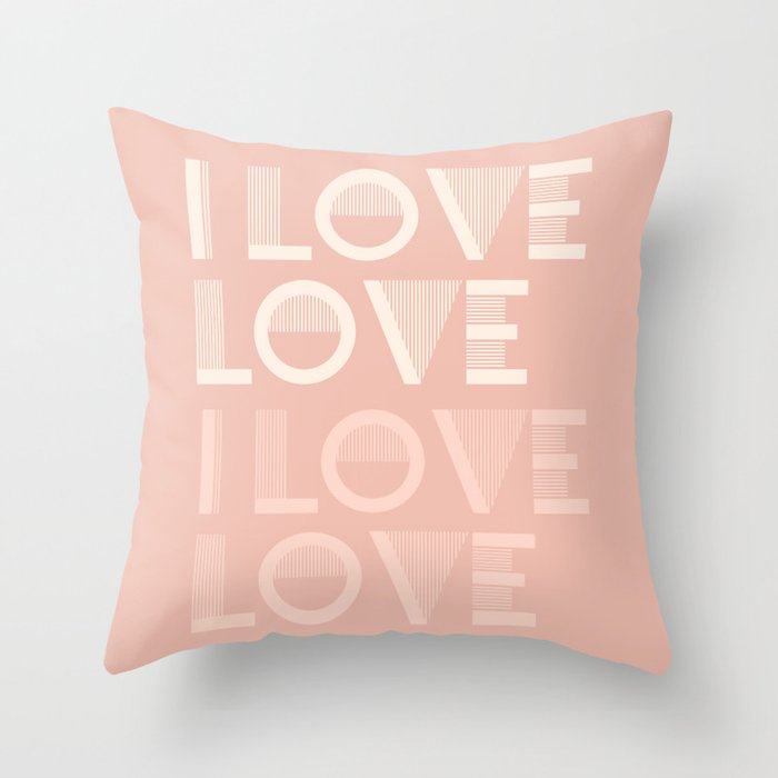 I Love Love - Jazz Age Pink Pastel colors modern abstract illustration  Throw Pillow