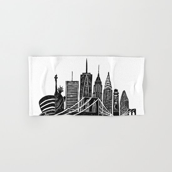 Linocut New York Hand & Bath Towel