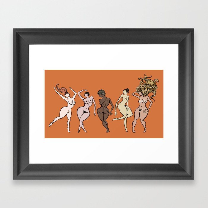 naked girl of all races Framed Art Print