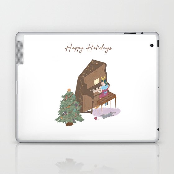 Happy holidays music and Christmas trees Laptop & iPad Skin