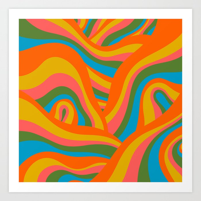 Retro 70s Psychedelic Abstract Pattern Art Print