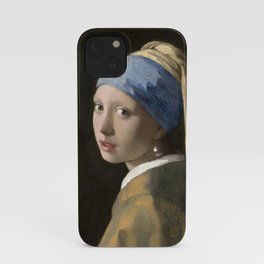 Johannes Vermeer’s Girl with a Pearl Earring (ca. 1665) Reproduction On Public Domain Of A Famous Painting in High Quality iPhone Case