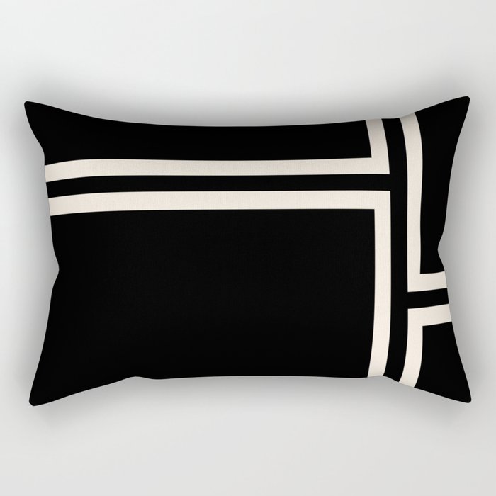 Strong Deco - Geometric Minimalism in Almond Cream and Black Rectangular Pillow