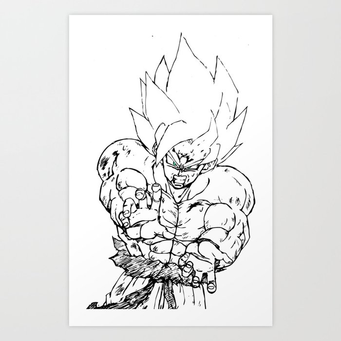 Goku Young Songoku Dragon Ball DBZ Anime drawing black and white |  Photographic Print