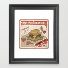 Tomato Burger Vintage Framed Art Print