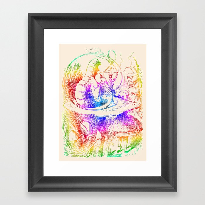 Psychedelic Alice in Wonderland Smoking Caterpillar Framed Art Print