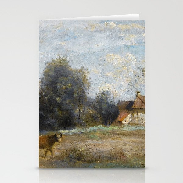 Jean-Baptiste-Camille Corot "Luzancy, small peasant houses by the water" Stationery Cards