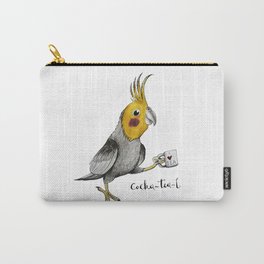 Cocka-tea-l Carry-All Pouch | Pun, Cockatiel, Parrot, Bird, Graphicdesign, Drinking, Cute, Tea, Birdo, Wordplay 