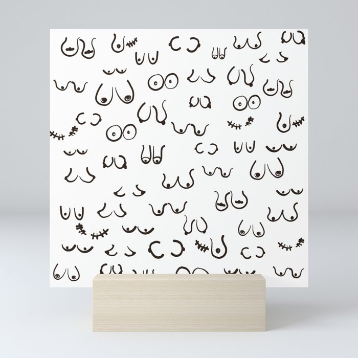 Boobs Sketch Black and White Mini Art Print by Dagitab Society6