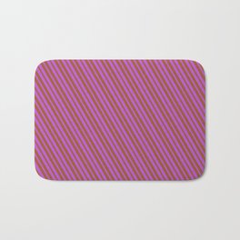 [ Thumbnail: Orchid and Sienna Colored Lines/Stripes Pattern Bath Mat ]