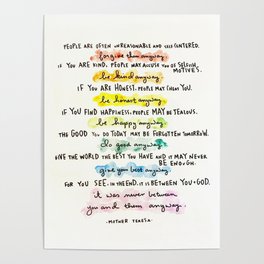 Mother Teresa - Do it Anyway Poem Poster
