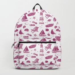 Magenta Summer Beach Elements Pattern Backpack