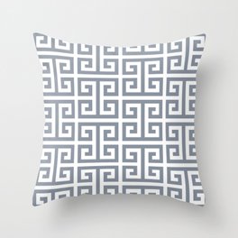 Large Steel Grey and White Greek Key Pattern Throw Pillow
