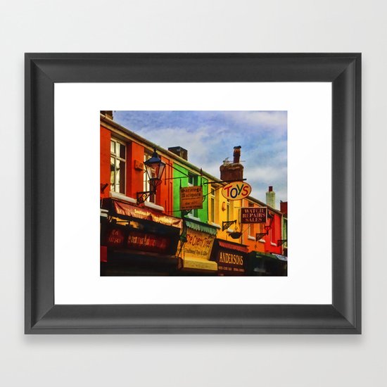 Rainbow of shops Framed Art Print