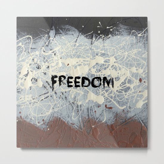 Freedom Pollock Rothko Inspired Black White Red - Modern Metal Print