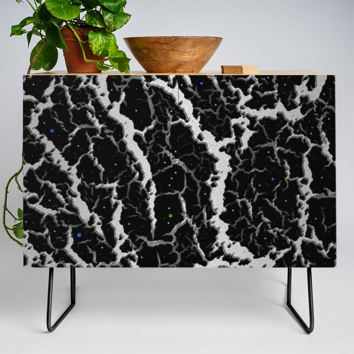 Cracked Space Lava - Silver/White Credenza