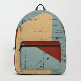 Abstract Mod Cube Teal mid century modern Texture grunge vintage colors Backpack