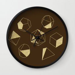 Dice Outline in Gold + Brown Wall Clock