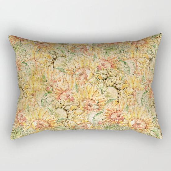 Vintage Sunflowers #1 Rectangular Pillow