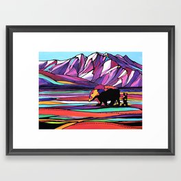 Homeschool Colorful Landscape with Grizzlies Framed Art Print