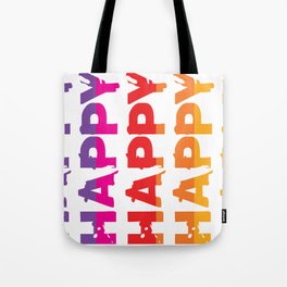 HAPPY  Stripes Tote Bag