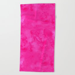 Neon pink watercolor modern bright background Beach Towel