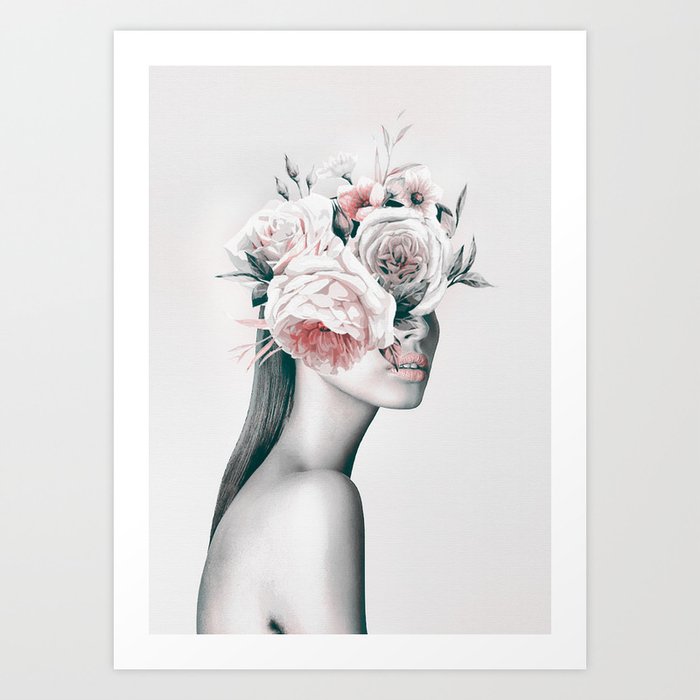 WOMAN WITH FLOWERS 11 Art Print