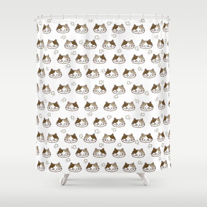 MeowQ White Shower Curtain