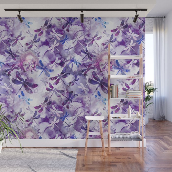 Dragonfly Lullaby in Pantone Ultraviolet Purple Wall Mural
