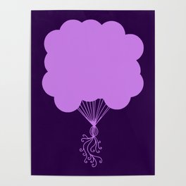 Purple Party Balloons Silhouette Poster