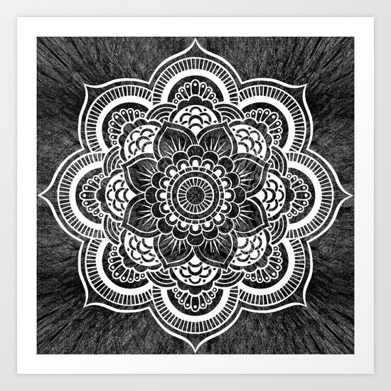 Mandala Slate Gray Colorburst Art Print