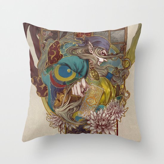 bakeneko Throw Pillow