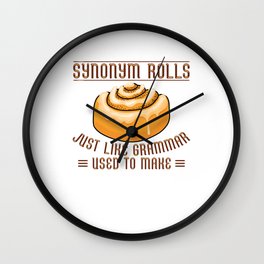 Synonym Rolls Grammar Cinnamon Roll English Teacher Wall Clock