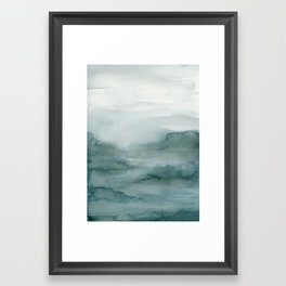 Abstract Watercolor Landscape in Green Framed Art Print