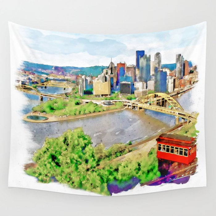 Pittsburgh Aerial View Wall Tapestry