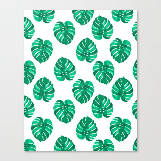 Monstera house plant leaf green painting pattern trendy hipster indoor house plant tropical garden Canvas Print