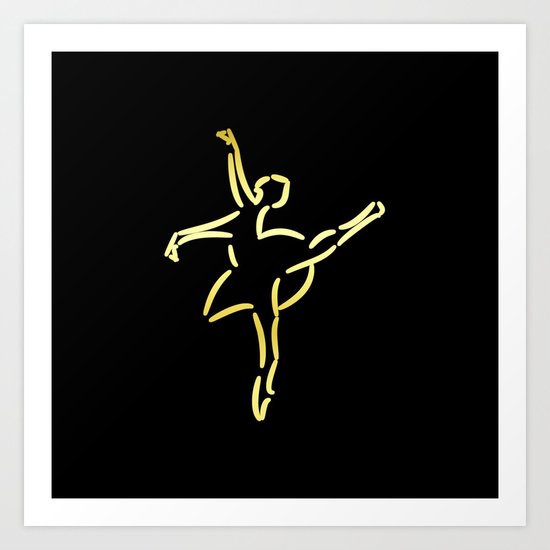 Golden ballerina Art Print