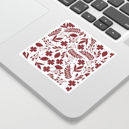 Red Floral Vine Pattern Sticker