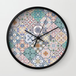 Mediterranean Decorative Tile Print XVI Wall Clock