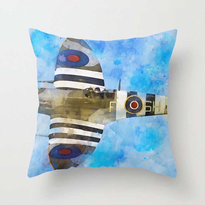 Supermarine Spitfire in flight Throw Pillow