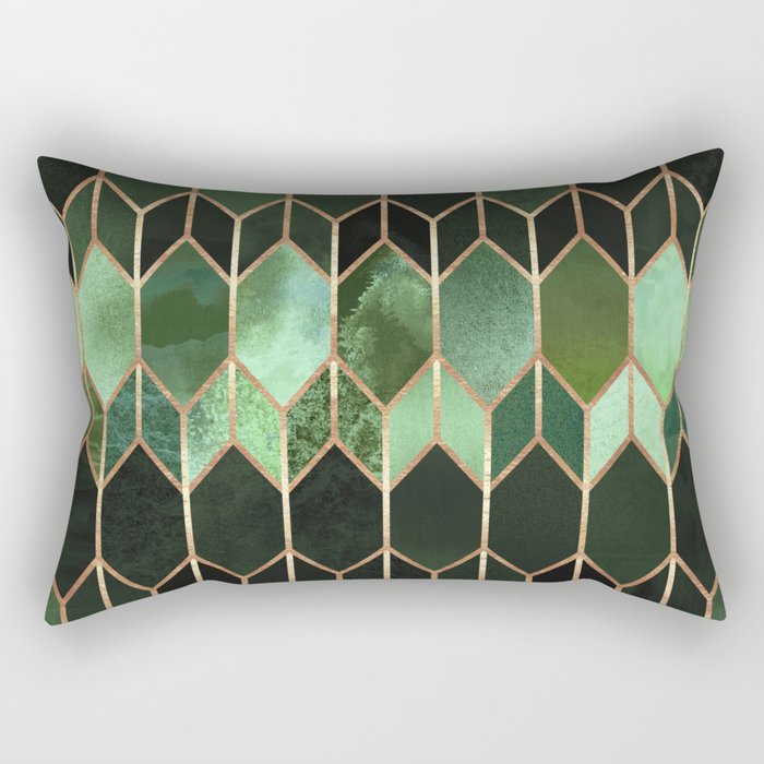 Stained Glass 5 - Forest Green Rectangular Pillow