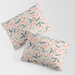 Warm Tone Leaves Pattern Pillow Sham | Oil, Blue, Acrylic, Warm, Tone, Painting, Minimal, Digital, Desert, Leaves 