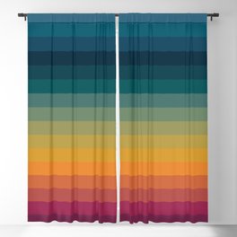 Colorful Abstract Vintage 70s Style Retro Rainbow Summer Stripes Blackout Curtain