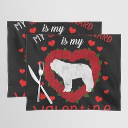 Dog Animal Hearts Day Bernard Is My Valentines Day Placemat